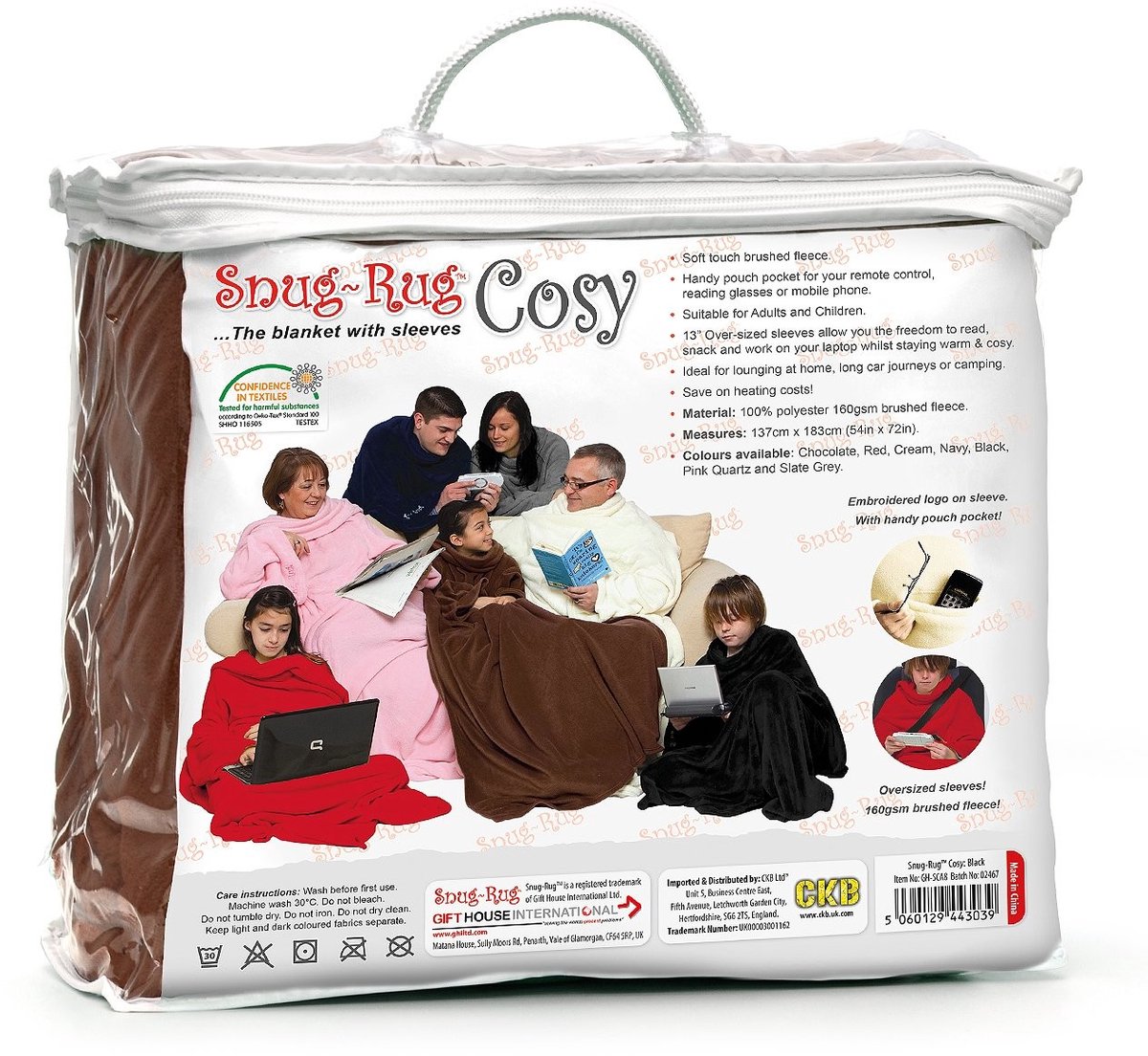 aladdien - Snug Rug - Fleece Dekbed Met Mouwen - Bruin - Cosy Plaid - Ideaal Voor Thuis En Reizen - Perfect Voor Winter
