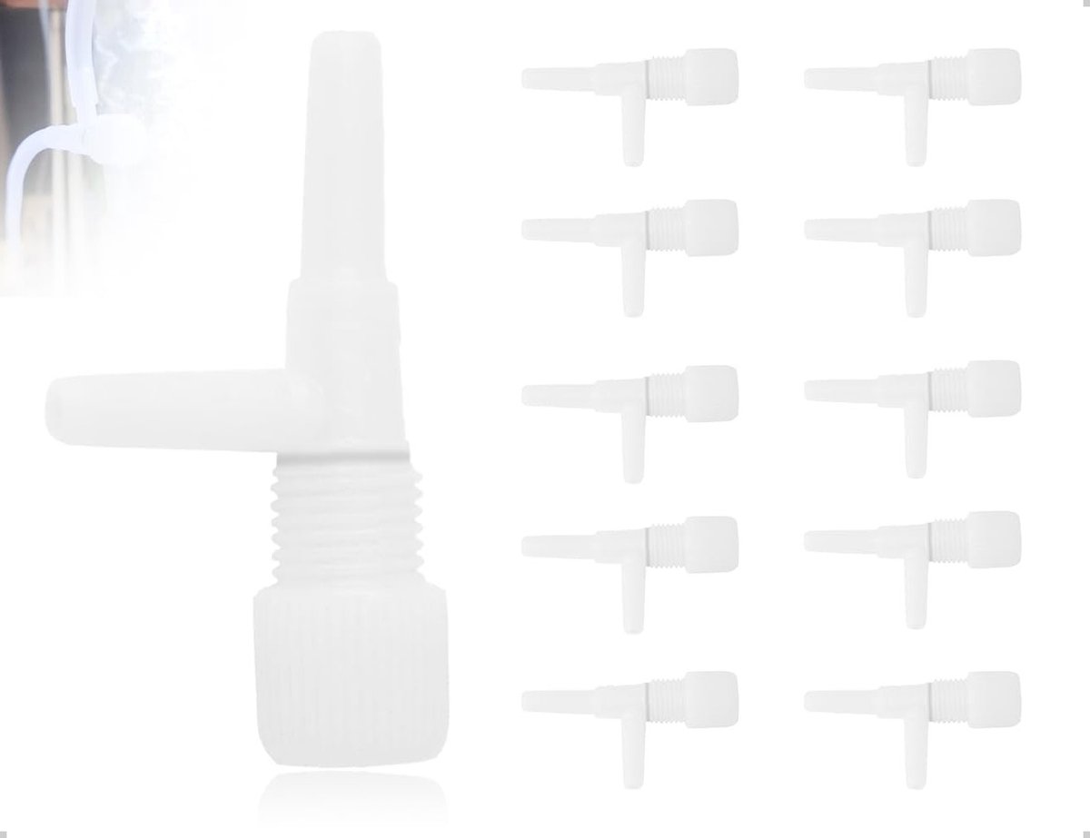 Set van 10 Luchtpompen voor Aquarium met Controlekleppen en Plastic Terugslagkleppen voor 4 mm Luchtleiding, Geschikt voor Thuisvis en Aquariumgebruik
