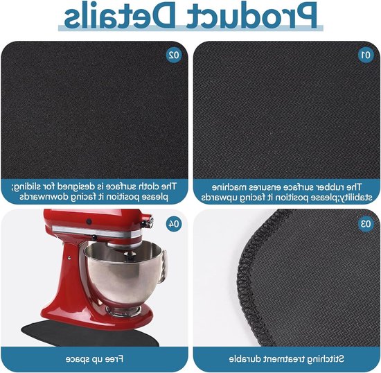 Sliding Board voor Keukenmachine, 34 x 21 cm Antislip Mat voor Mixers, Blenders en Juicers, Ideaal voor Koffiemachines en Broodmachines — afbeelding 2