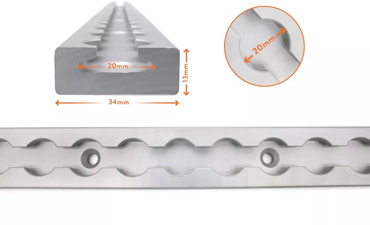 Set van 4 Aluminium L-Track Rail met rechte rand – 60 cm – Airline Rail / Vliegtuigrail – Bevestigingsrail