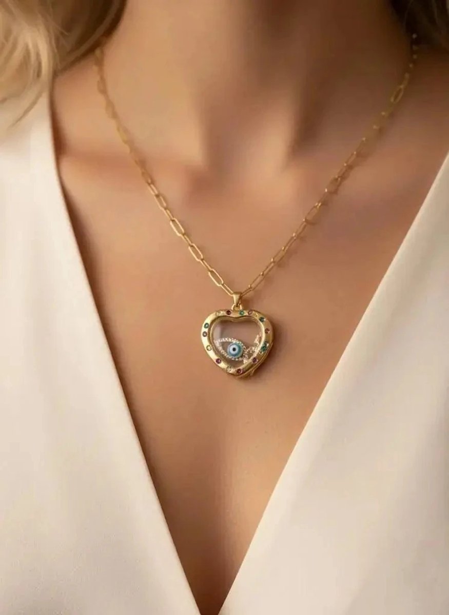 Dorvina 316L Roestvrij Staal Gekleurde Zirkonia Hart Goudkleurig Dames Hypoallergeen Ketting