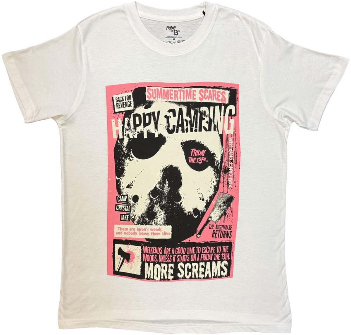 Friday The 13th - Happy Camping Heren Tshirt - L - Wit