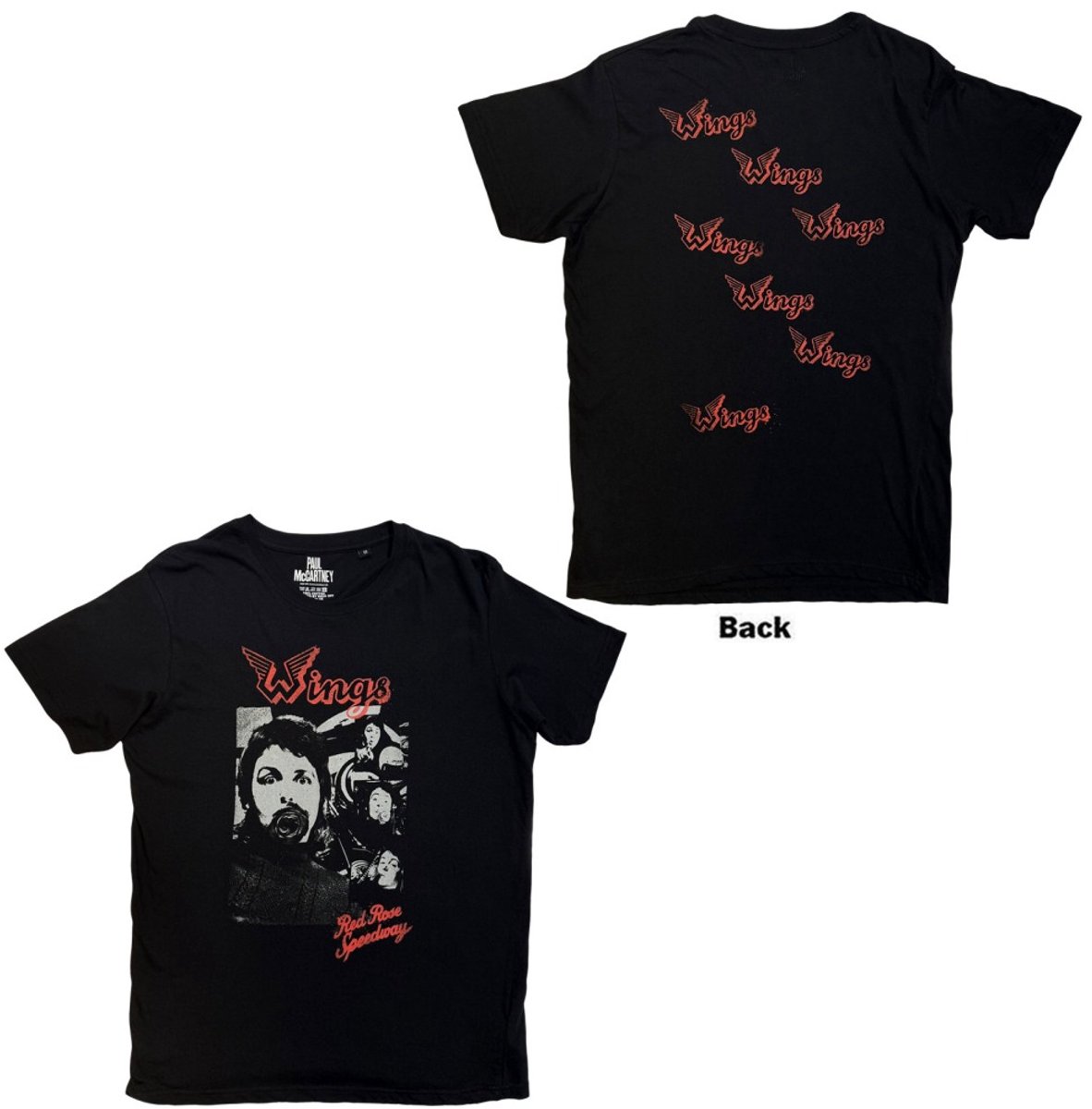 Paul McCartney - Wings Collage Heren Tshirt - 2XL - Zwart