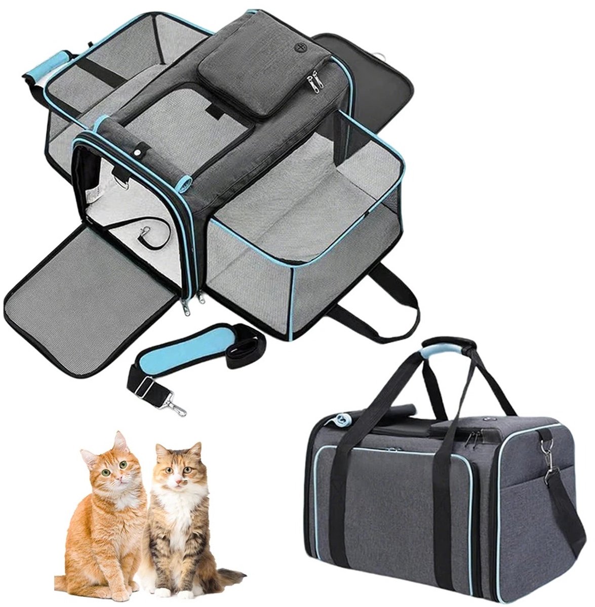 Geargalaxy Draagtas voor Huisdieren - Reistas Kat - Transporttas - Reistas Hond - Opvouwbaar - Kleine honden en katten - 48x31x30cm