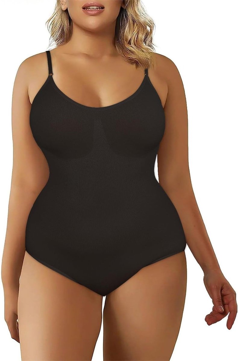 Zwart Shapewear Bodysuit voor Vrouwen met Tummy Control, Naadloze Sculptuur en Verstelbare Bandjes voor Slanker Lichaam (L)