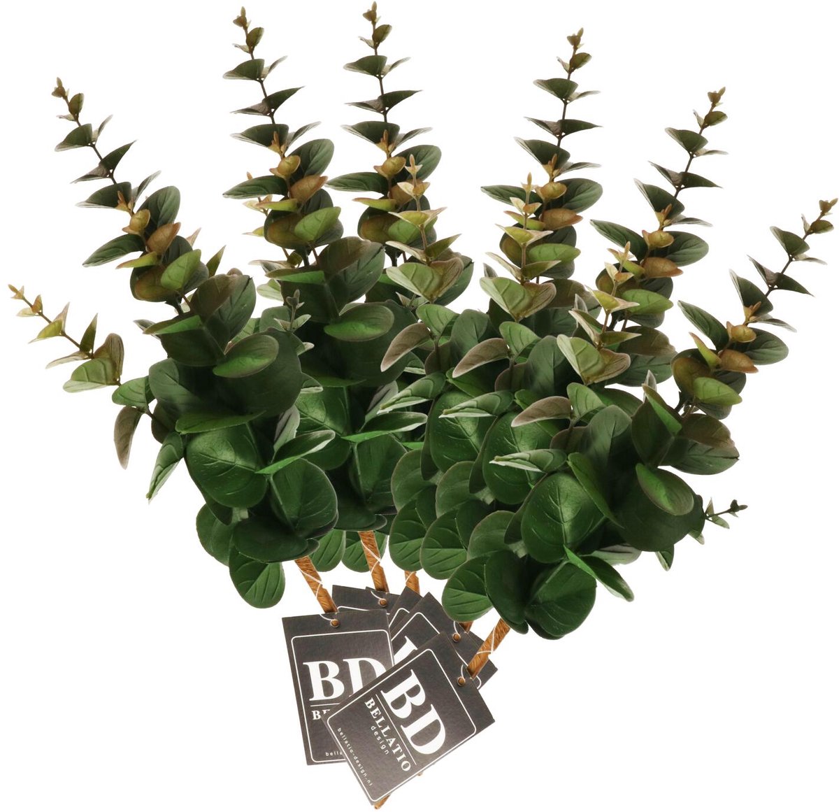 Bellatio Design Kunstplant takken Eucalyptus Bella - 6x - 38 cm - groen - decoratie bladgroen