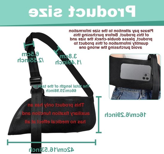 Mesh Schouder Sling voor Arm Immobilisatie, Ideaal bij Schouderblessures en Letsels aan Armen, Handen en Ellebogen — afbeelding 5