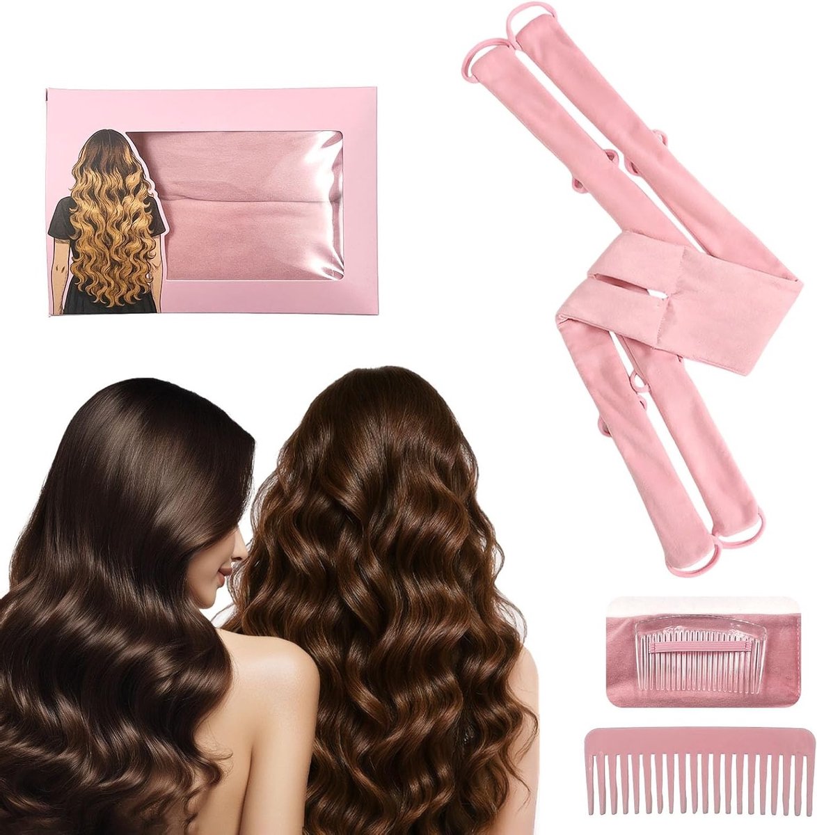 Heatless curlers en kam voor prachtige krullen zonder hitte - Perfect voor elke haartype