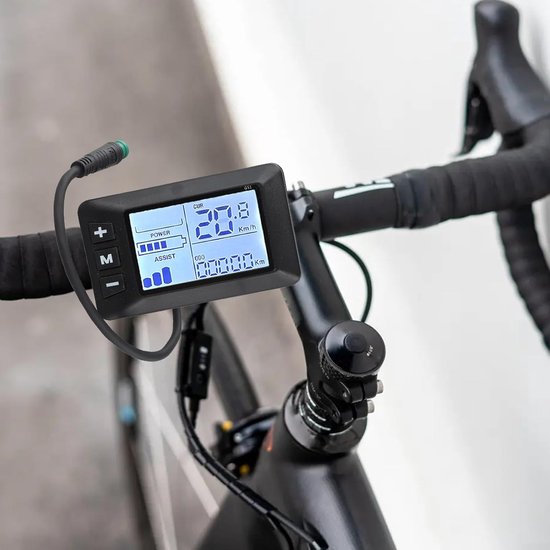 Fietscomputer - Fiets snelheidsmeter - LCD-display - 24V 36V 48V - waterdichte 5-pins interfacekabel - ABS-materiaal - Zwart van Fietscomputer. — afbeelding 2