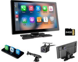 ESSGOO Carplay Scherm Pro - Draadloze CarPlay en Android Auto - 9 Inch - Ingebouwde echte 4K-dashcam - 64 GB SD-kaart - Touchscreen -Nieuw 2026