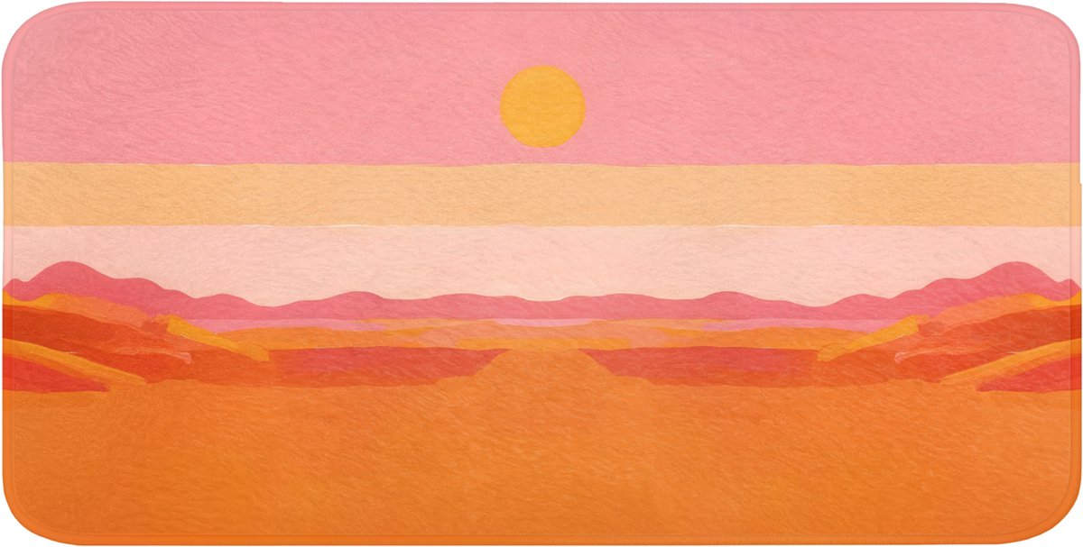 WC mat 120x60 cm - Antislip - Zon - Abstract - Landschap - Oranje - Toiletmat - Vloermat -