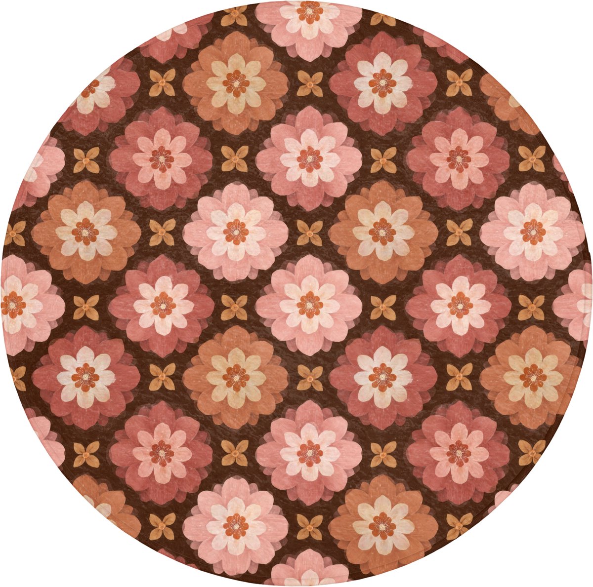 WC mat rond 70x70 cm - Antislip - Geometrisch - Bloemen - Kleurrijk - Toiletmat - Vloermat