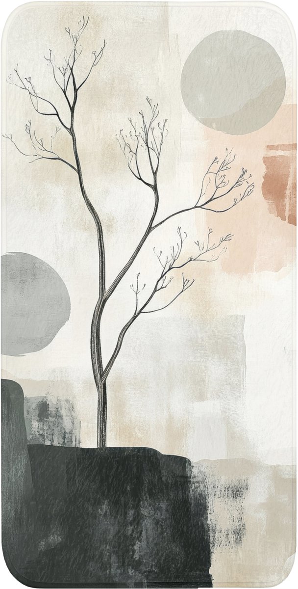 Badmat 60x120 cm - Antislip - Wabi sabi - Beige - Plant - Badmatten voor badkamer - Badkamermat - Douchemat - Badkamer mat