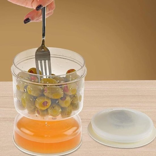 Kitchen Kitchen Storage, Juice Separator Of Wet And Dry Leakproof Upside Down Olives Food Saver Container Airtight Lid Hourglass Pickle Pot van MerryBooBoos — afbeelding 2