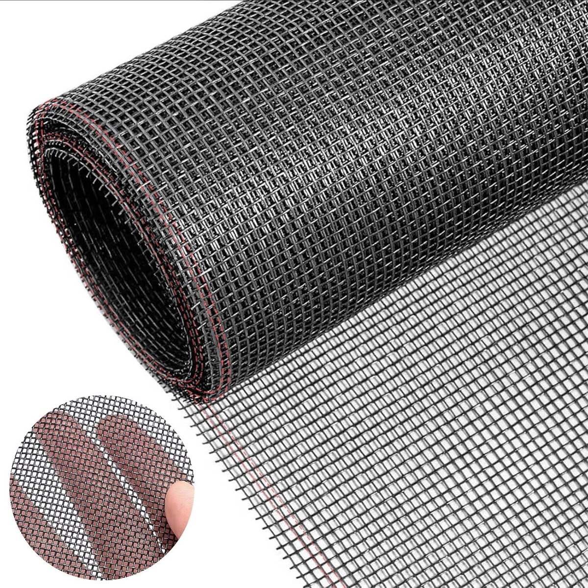 Op maat gemaakt vliegenraam 120 x 250 cm, veilig voor katten, vervangbaar gaas voor ramen, lichtgewicht en duurzaam voor patio en woonkamer (Zwart)