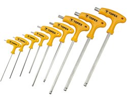 Topex - Torx T-sleutels - Set van 9 stuks - Chroom-Vanadium Staal - Ergonomische Handgreep