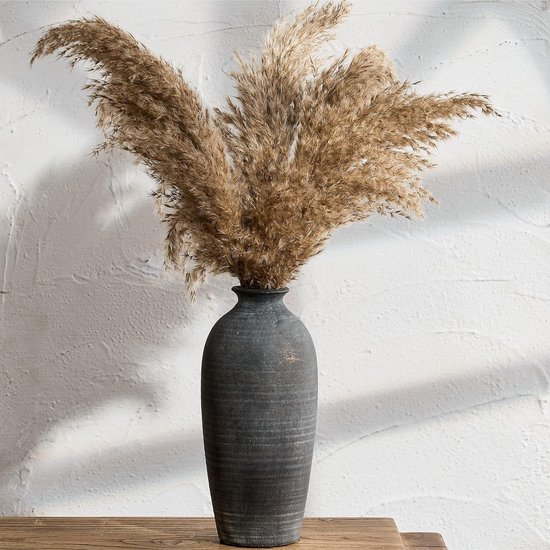 Keramische vaas met zwart verouderd oppervlak, rustieke decoratie voor bloemen, antieke terracotta vaas voor woonkamer, slaapkamer en keuken, stijlvol en uniek