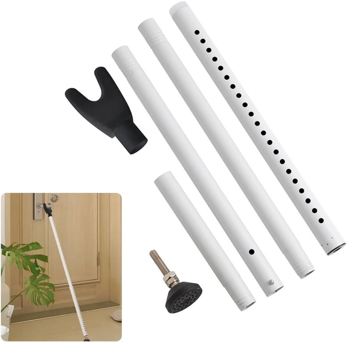 Verstelbare Veiligheidsbeugel voor Deuren, Hoogwaardige Beveiliging voor Ramen en Schuifdeuren met 360° Antislip Basis, Ideaal voor Balkon en Inbraakpreventie