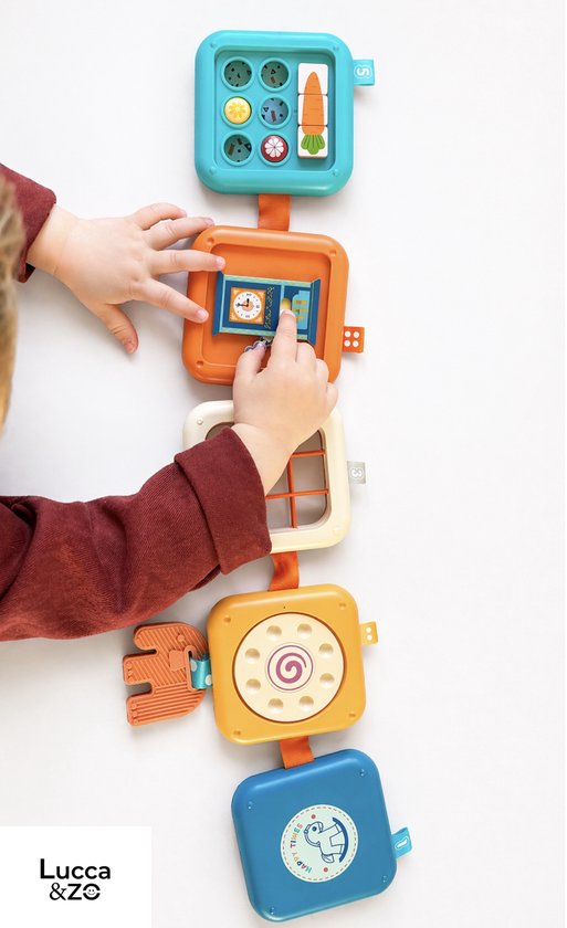 Activiteiten Kubus Opvouwbaar 7-in-1 - Montessori Speelgoed 18+ Maanden - Reisspeelgoed Baby & Peuter - Sensory & Motoriek Speelgoed - Educatief Busy Cube - Lucca & Zo® van Lucca &Zo — afbeelding 4