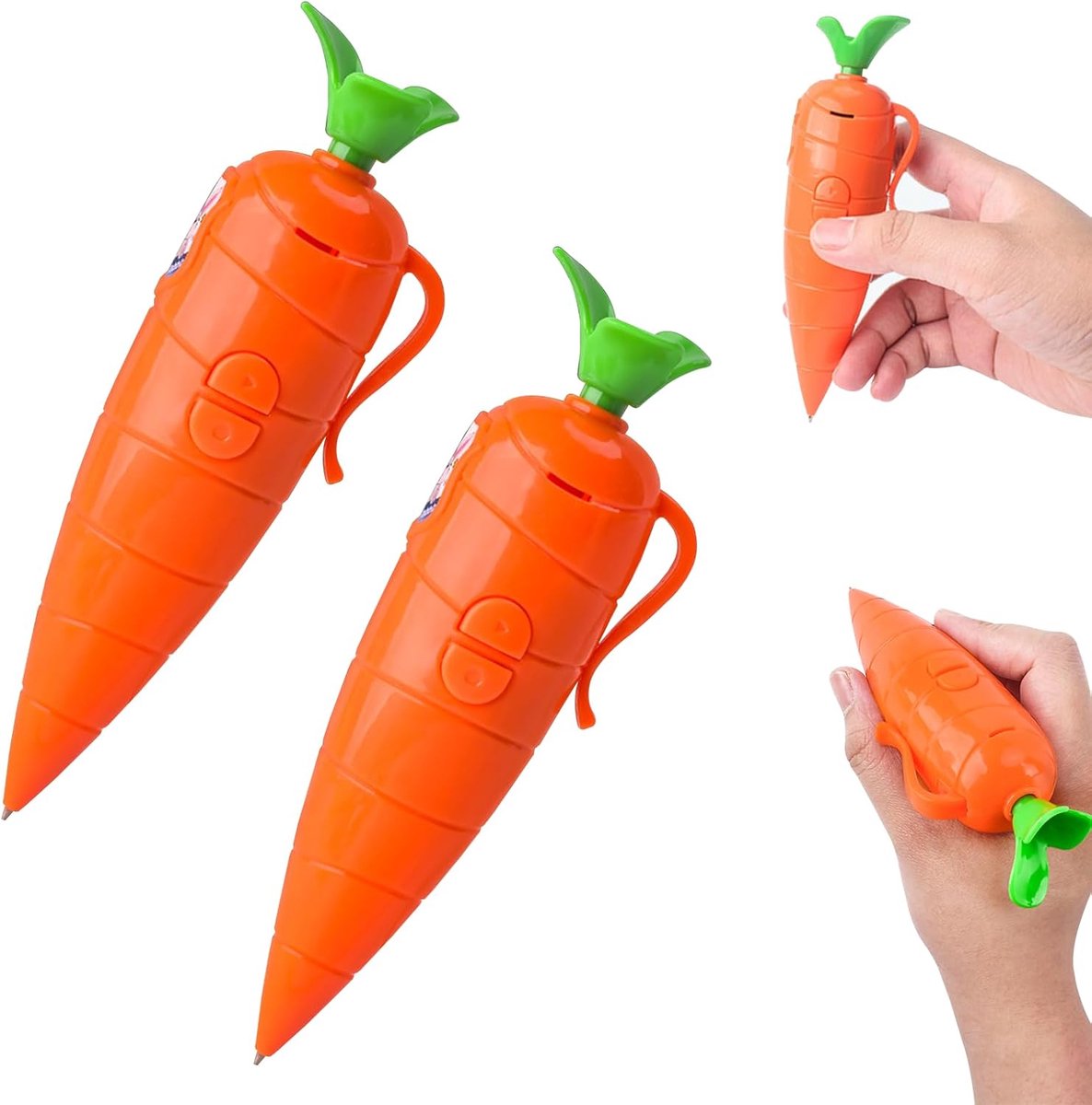 carmdering - Spraakopname Pen - Voice Recorder Pen - Dicteerpen - Set van 2, wortelvormig, 60 sec opname - Eénknopsbediening, automatisch overschrijven - 2-in-1: opnemen en schrijven, navulbaar - Perfect voor notities, dagboek en cadeau