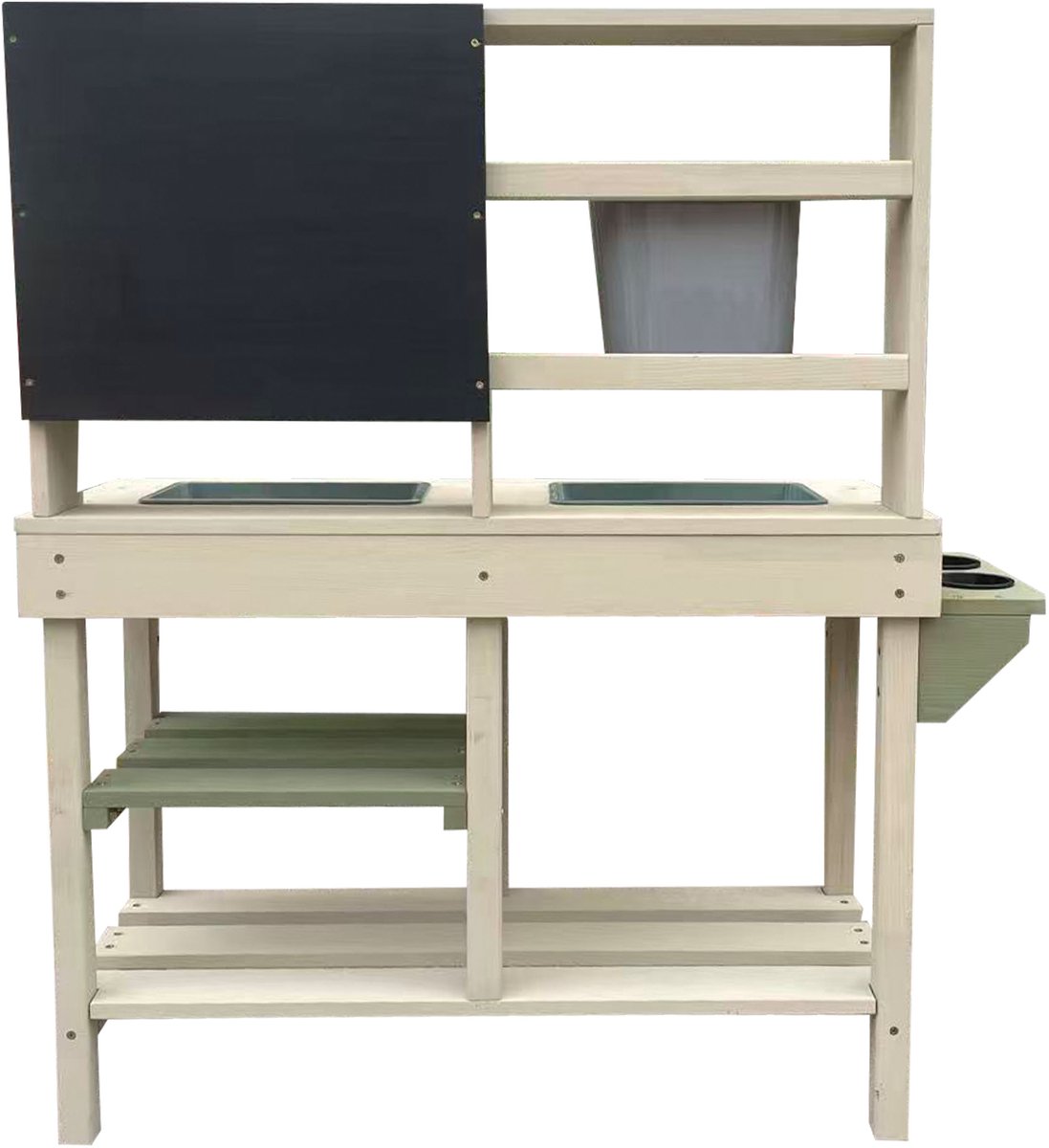 AXI Sev Zand & Water Speelkeuken Grijs/groen – Met Krijtbord - Incl. 3-delige Accessoire Set – Modder Keuken — afbeelding 7