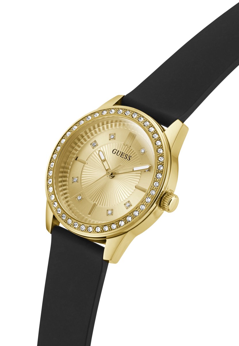 Guess Margo Quartz Analoog Horloge Zwart Kast: 100% Roestvrij Staal | Armband: 100% Siliconen 36 mm GW1030L2