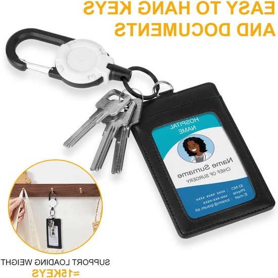 Duurzame Retractable Sleutelhanger en ID Badge Reel, 2 Stuks, Ideaal voor Sleutels en Identiteitskaarten, Handig en Stevig Ontwerp — afbeelding 4