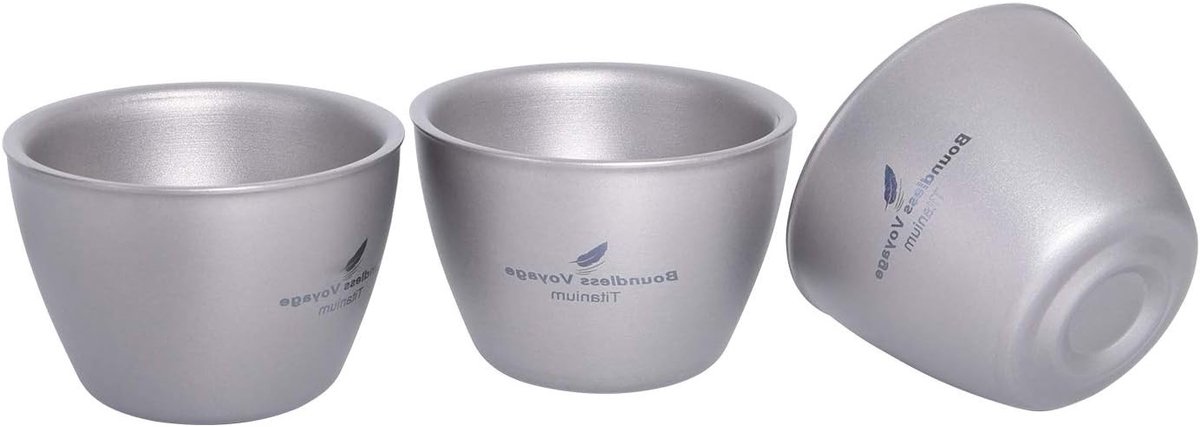 40ml Titanium Theekopje - Kleine Dubbele Wand Mini Wijnglas Tas - Lichtgewicht Herbruikbaar Drinkgerei voor Kamperen en Reizen - Duurzaam en Draagbaar Tafelgerei