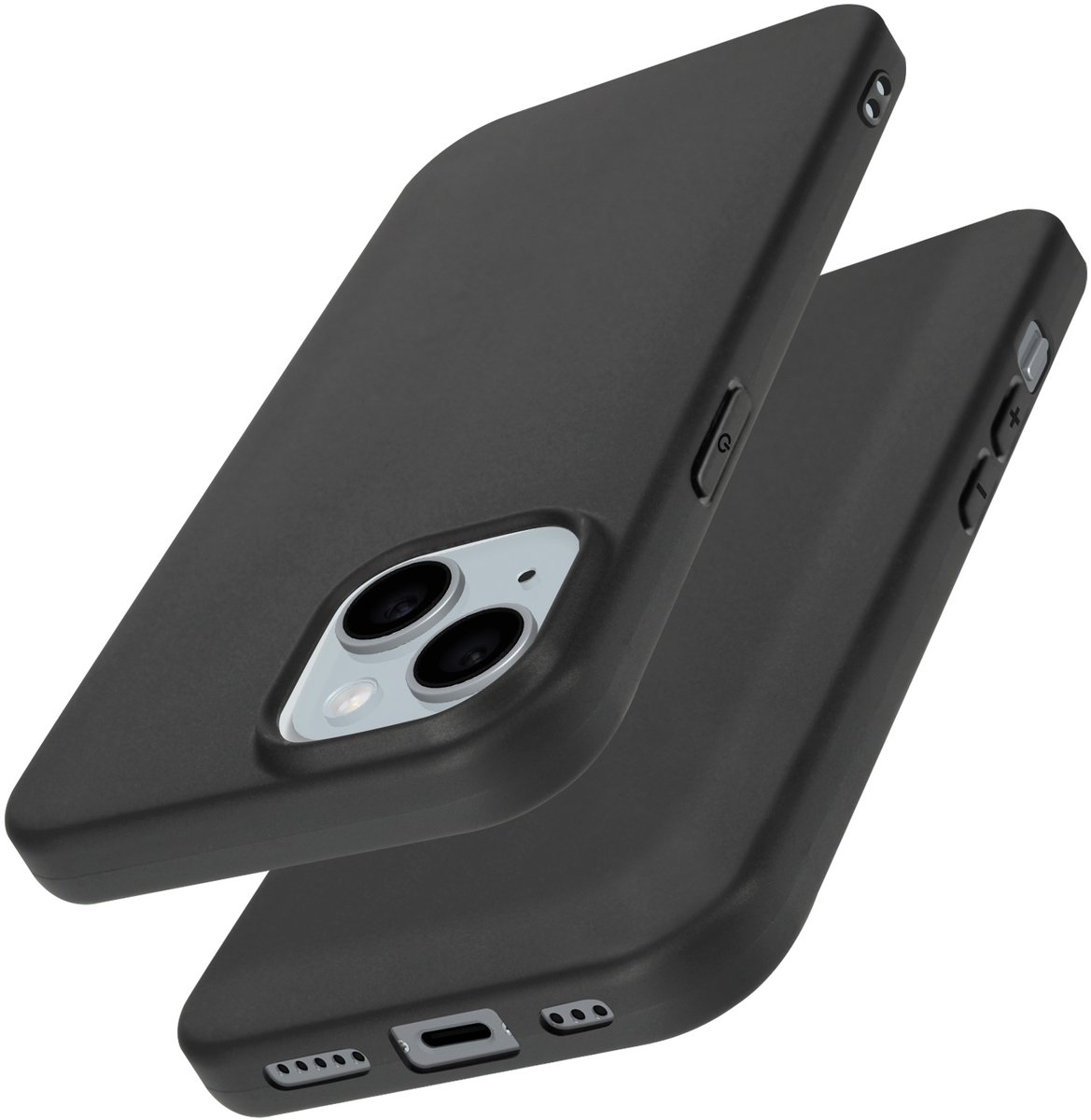 Mayaxess, Coque pour Geschikt voor Apple iPhone 15 Silicone Souple Revêtement Fin, Zwart