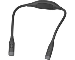 Oplaadbare leeslamp voor om de nek, LED-leeslamp voor naast het bed, 3 kleurstanden en traploos dimmen, flexibele handsfree verlichting, geschikt voor breien, knutselen en kamperen - zwart.