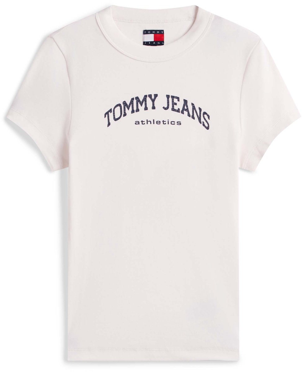 T-Shirt Tommy Jeans Tjw Slim Varsity Ss Fashion Wear Vrouwen Wit