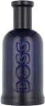 Donkerblauwe Hugo Boss Bottled Night eau de toilette fles van 200ml met opdruk 'BOSS'.