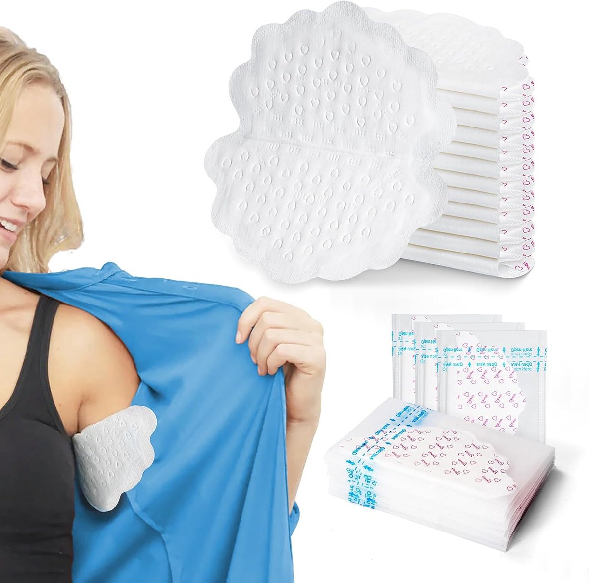 Verwijderbare en absorberende okselpads voor dagelijks gebruik, sport en reizen - 50 stuks, grote maat 115 x 125 mm, geschikt voor mannen en vrouwen