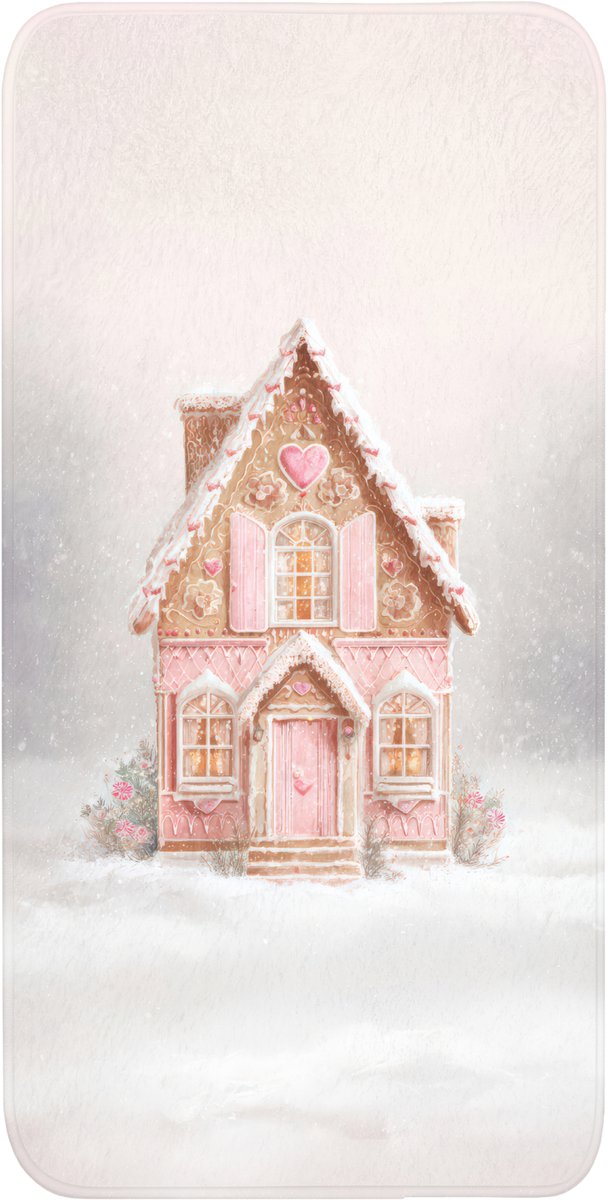 Badmat 60x120 cm - Antislip - Huisje - Suiker - Pastel - Badmatten voor badkamer - Badkamermat - Douchemat - Badkamer mat