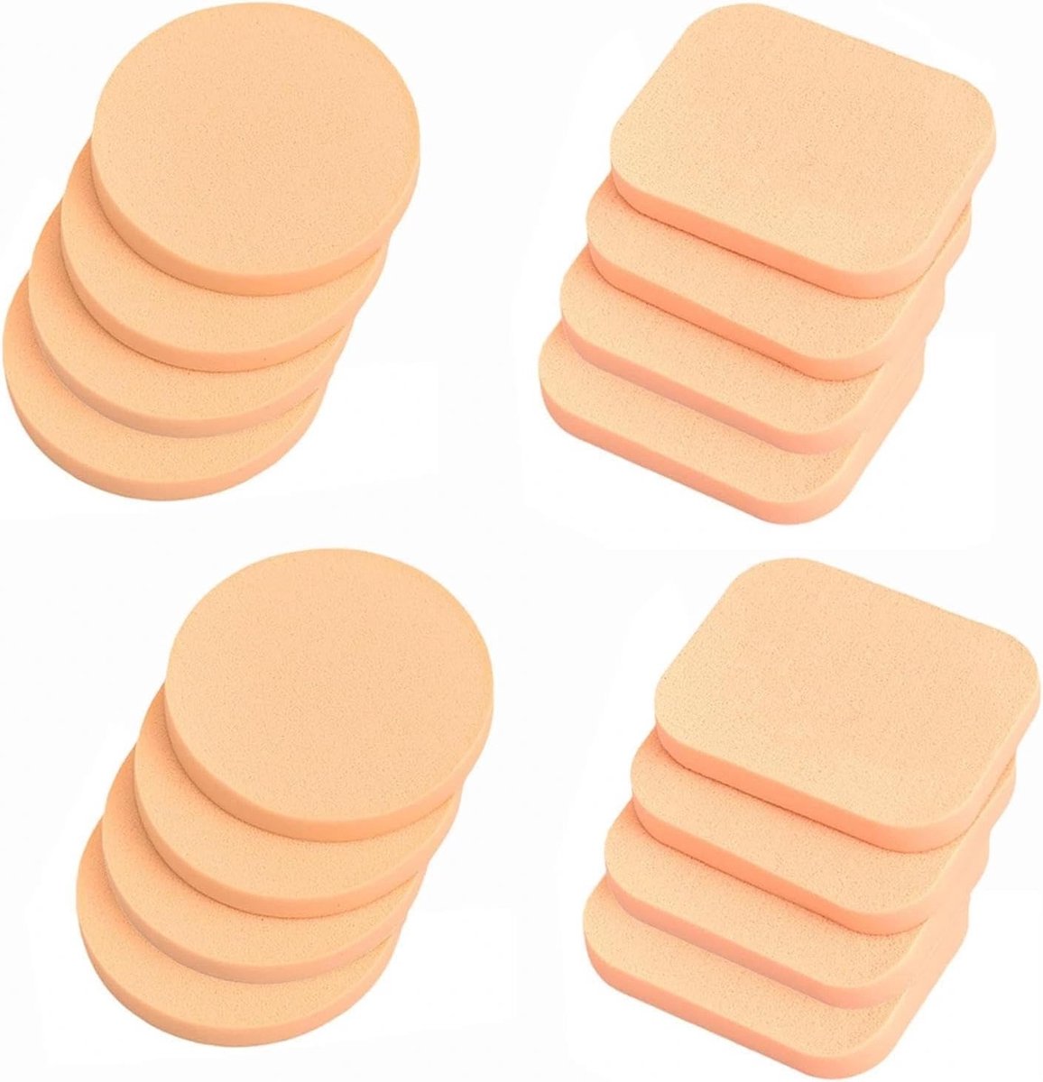 16 Stuks Make-up Sponzen voor Volwassenen - Herbruikbare Beauty Sponzen voor Vloeibare Foundation, Poeder en Cosmetica