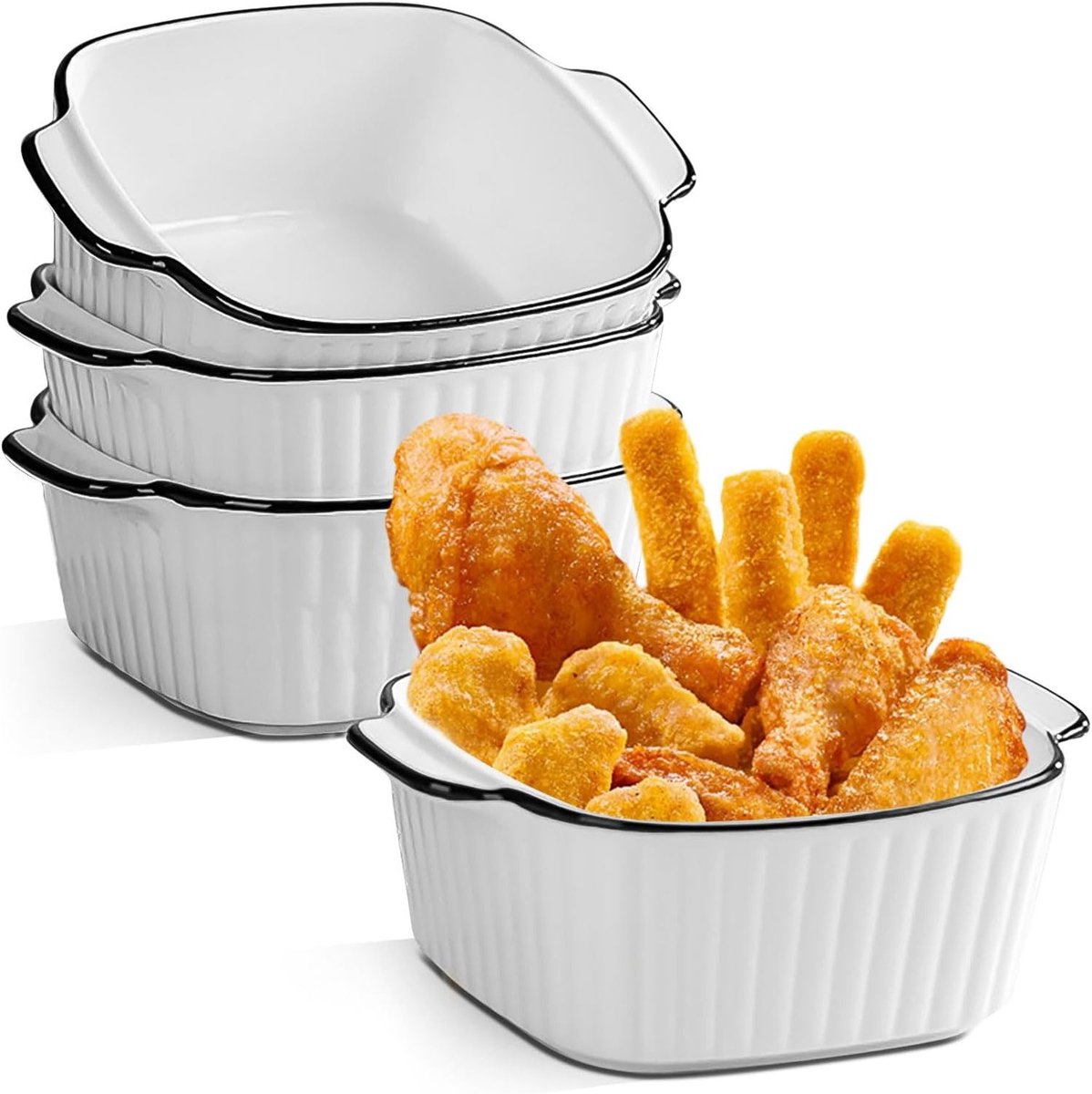 Set van 4 kleine keramische ovenschaaltjes met handvatten voor oven en airfryer
