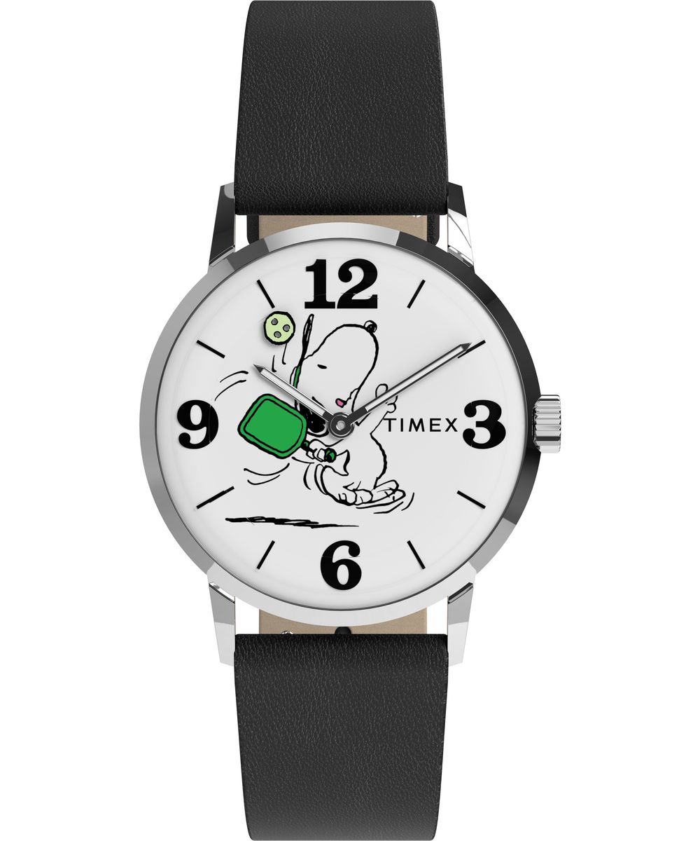 Timex Peanuts Marlin TW2Y50400 Horloge - Leer - Zwart - Ø 38 mm