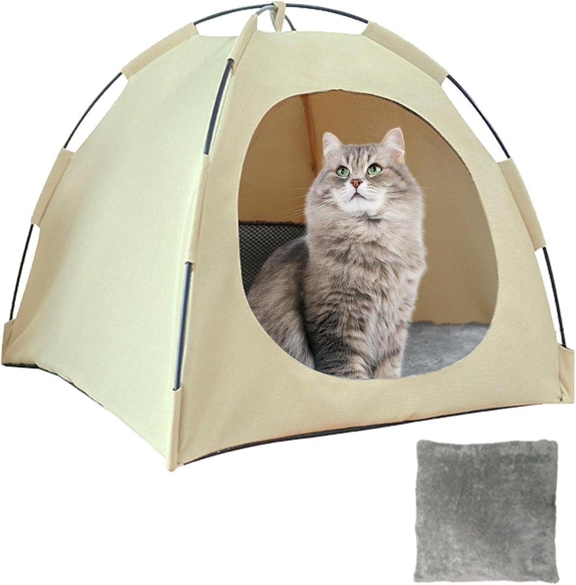 Ruime Katten Tent voor Grote Katten en Honden - Ademend, Wasbaar en Lichtgeel - Ideaal voor Binnengebruik als Huis of Mand