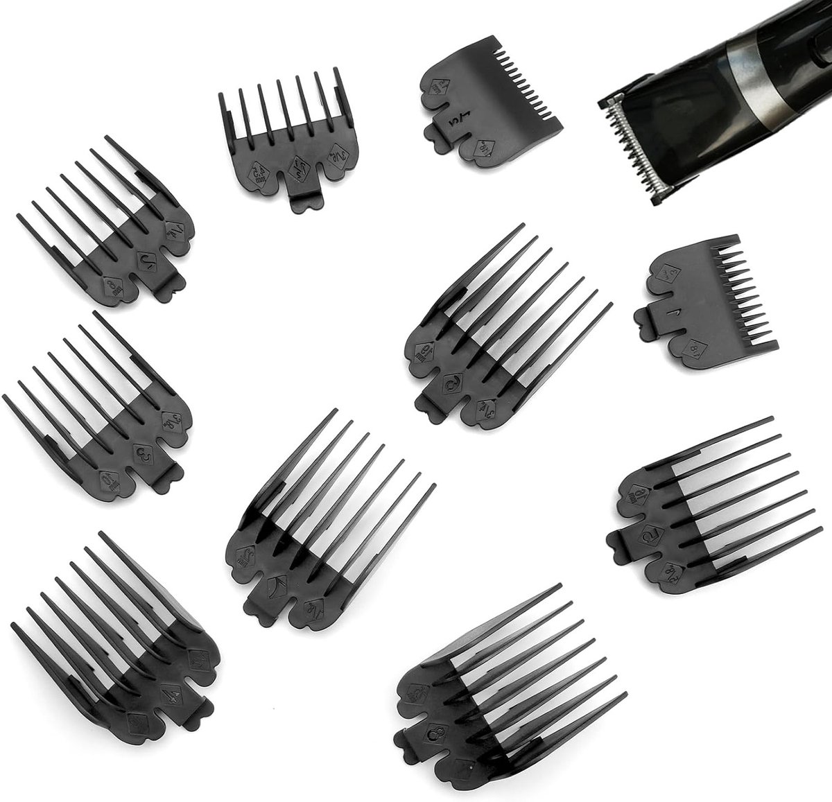 Set van 10 Trimmer Accessoires met Spiegel, Haartrimmer Beschermers van 1,5 mm tot 25 mm, Professionele Kappershulpmiddelen en Haarverzorging Tools