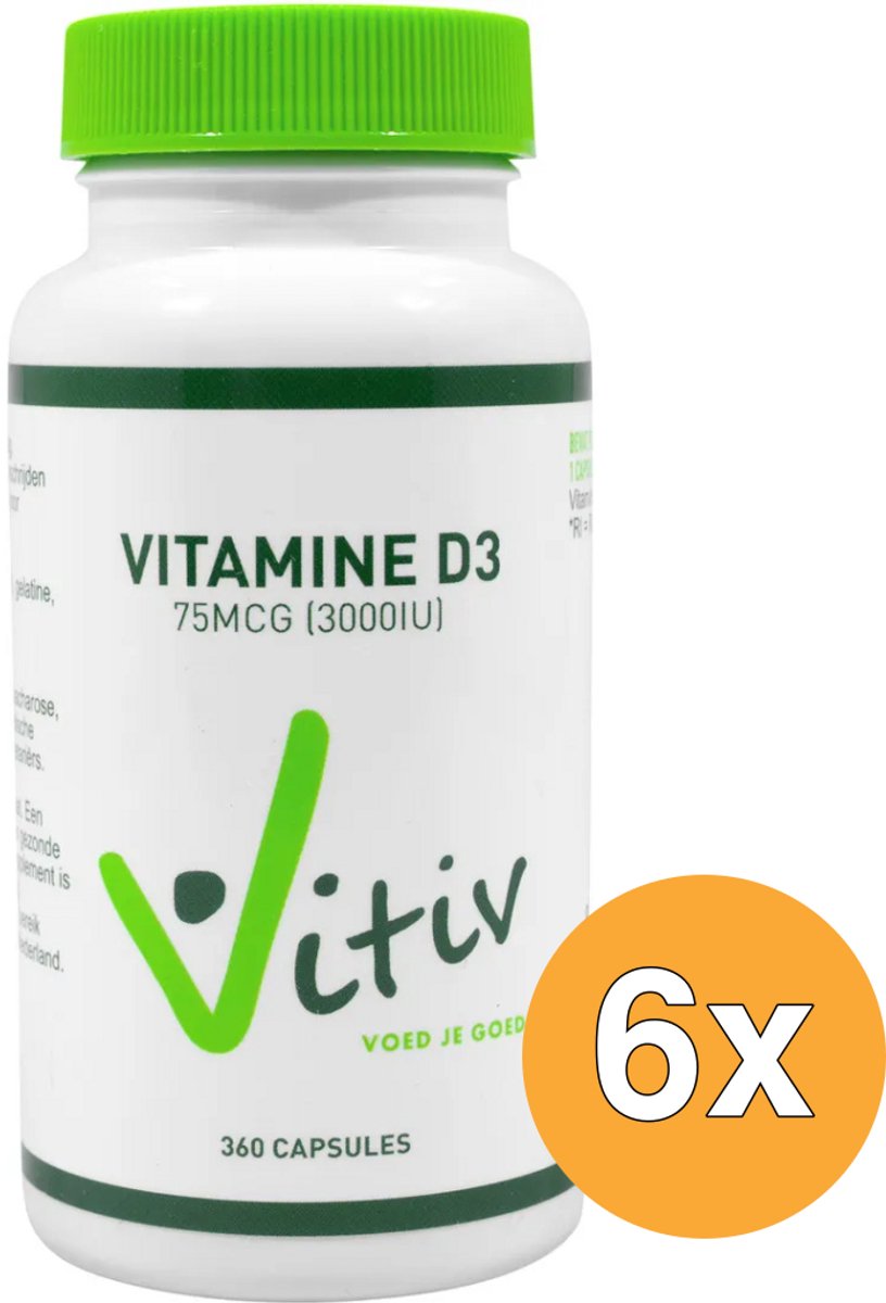 6x Vitiv Vitamine D3 3000Iu (360 capsules)