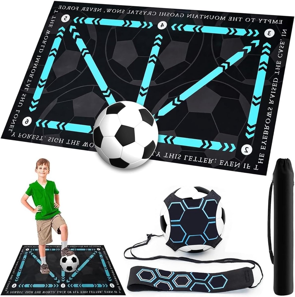 Voetbalmat voor Kinderen en Volwassenen 60 x 90 cm met Verstelbare Band en Draagtas, Antislip voor Balcontrole, Ideaal voor Training en Recreatie