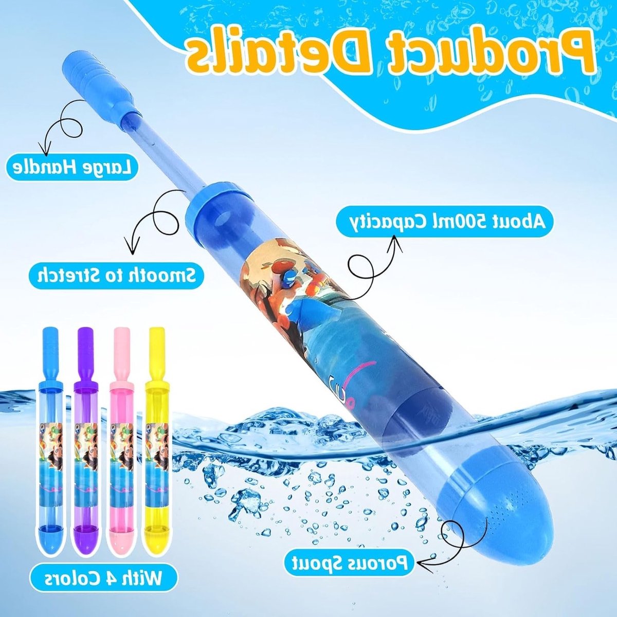 Romantische Water Spray Speelgoedset met 4 Stuks, Hoge Druk Waterpistool voor Buiten, Ideaal voor Kinderen en Volwassenen, Perfect voor Zomerplezier en Feestjes