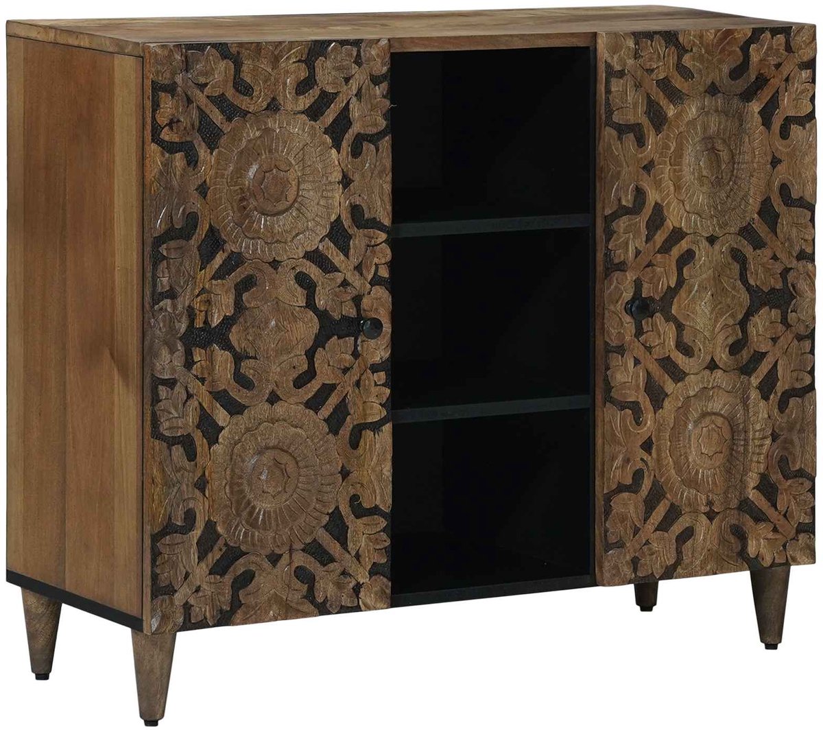 vidaXL - Dressoir - met - plank - Bruin - 90 - x - 33,5 - x - 75 - cm - Massief - Mango - Hout