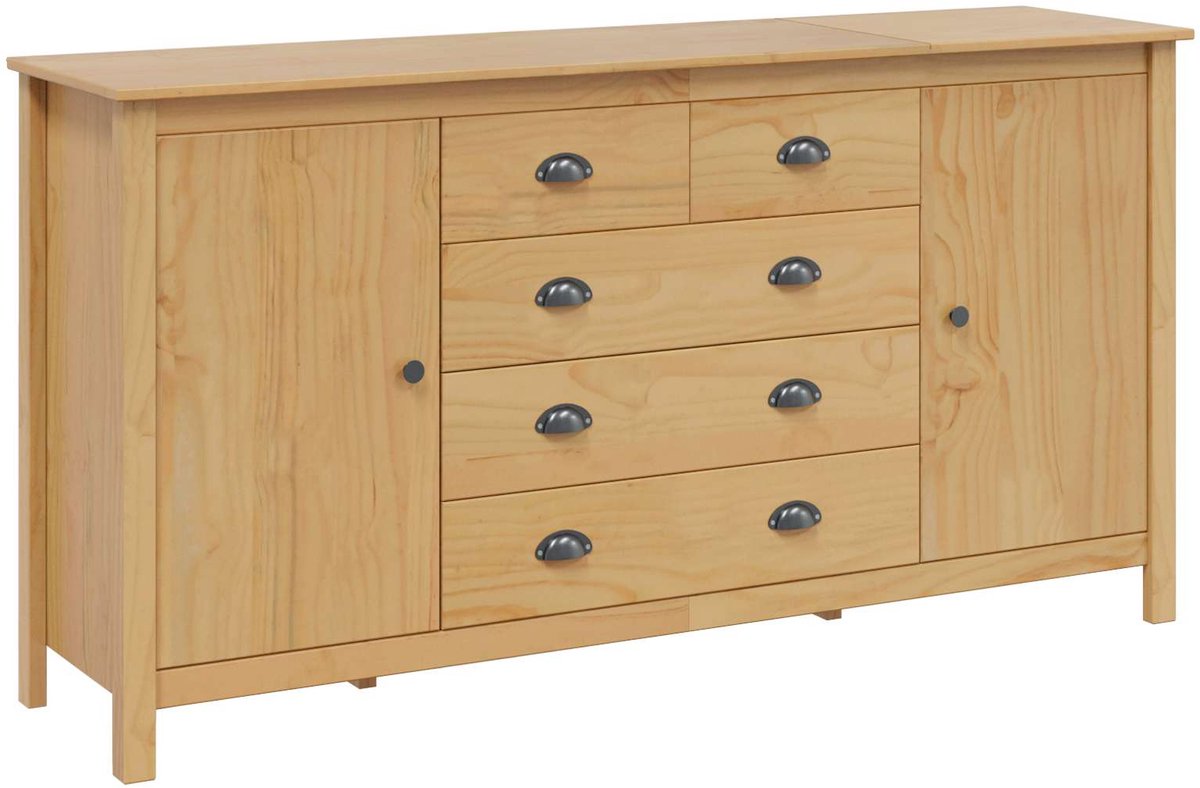 vidaXL - Dressoir - HILL - Honing - bruin - 154 - x - 40 - x - 80 - cm - Massief - grenenhout