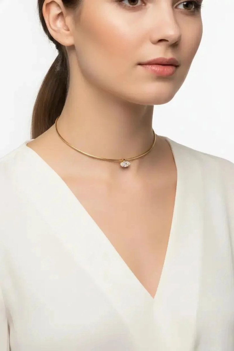 Dorvina Messing Goudkleurig Choker Model Zirkonia Dames Ketting Verkleurt Niet | Stijlvol en Duurzaam Sieraad