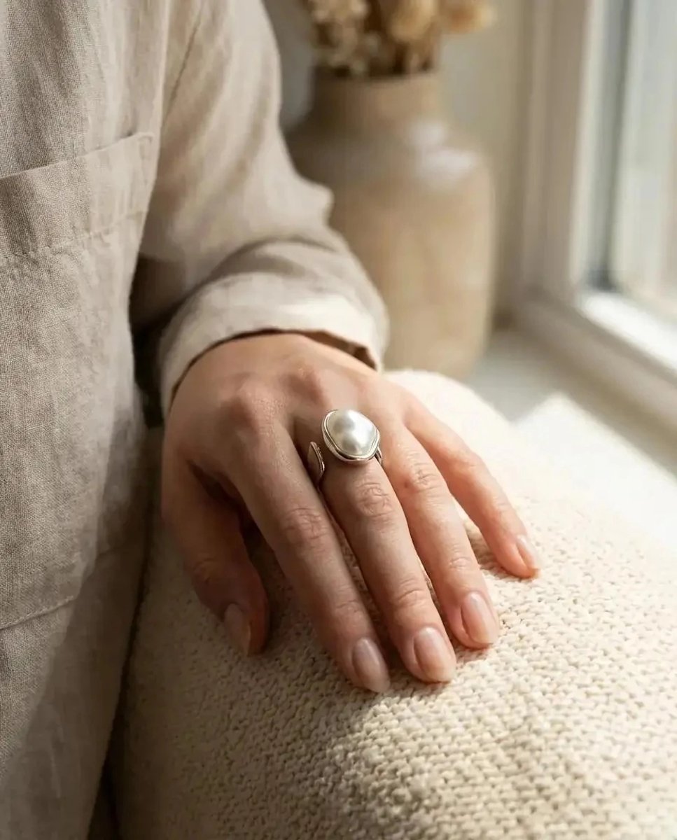 Dorvina 316L Staal Verkleurt Niet Sieraad Zilverkleurig Parel Antiek Design Verstelbaar Dames Ring