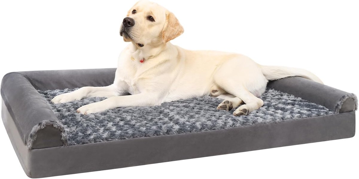 Hondenbank - Hondenmand Sofa - Rustgevend Slapen - Verhoogde Randen - 121 x 76 cm - Grijs