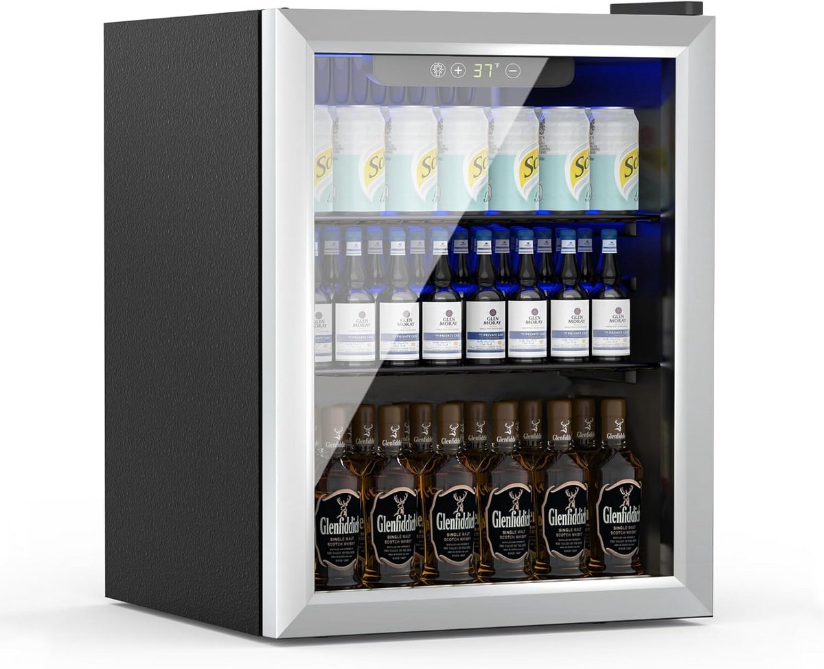 Drankkoeler Mini Koelkast Dranken Koelen Stil & Energiezuinig 80L Capaciteit Zilver