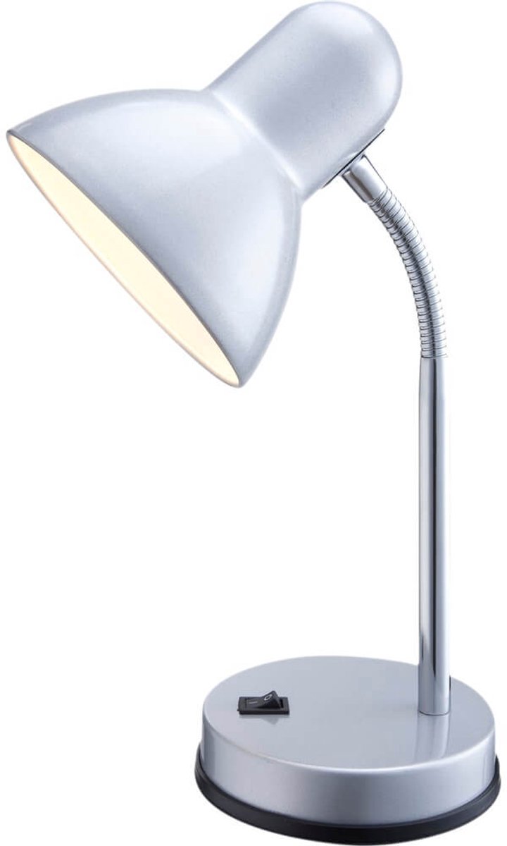 Praktische tafellamp metaal kunststof zilver - BASIC