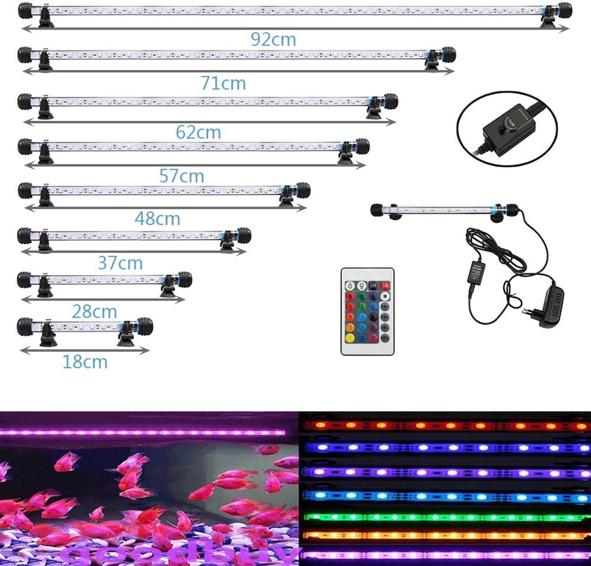 LED Aquarium Lamp 18-92cm - Waterproof Underwater Lighting with Remote Control